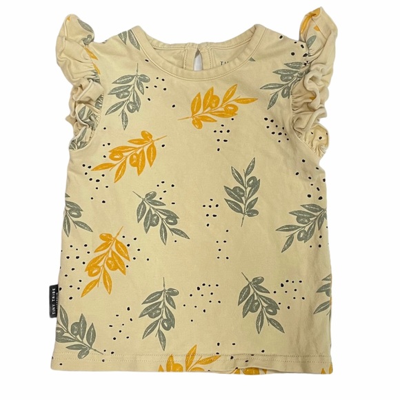 Tiny Tribe Girls Leaf Frill Tank Ruffled Sleeves - Picture 1 of 7